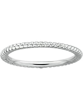 Jewels By Lux Sterling Silver Stackable Expressions Rhodium Satin Ring 